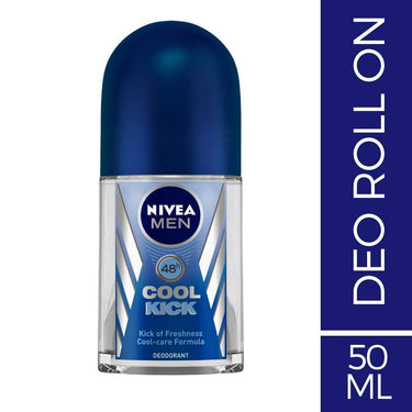 Nivea Roll-On Deodorant, Cool Kick for Men, 50ml And Deodorant Roll-on, Whitening Smooth Skin for Men, 50ml